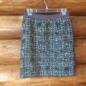 Tweed Wool Blend Lined Metallic Mini Skirt Size 4